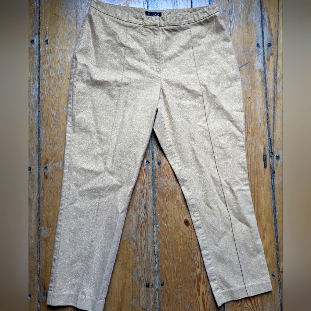 New York & Company High-rise Pleated Gold Slacks (14)